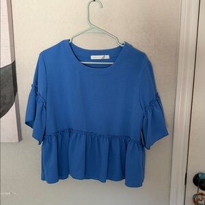 Altard State Blue Ruffle Peplum Top - Women